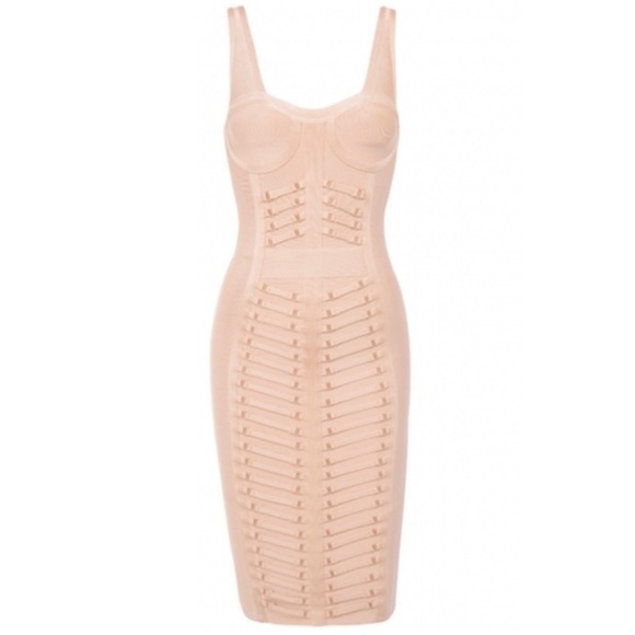 Nude Blush Bustier Bandage Dress - Picture 1 of 8